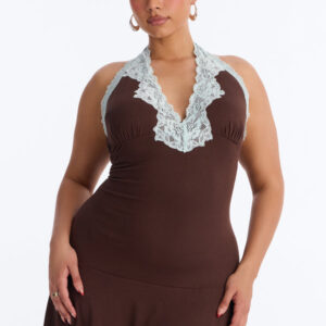Lace Trim Halter Dress